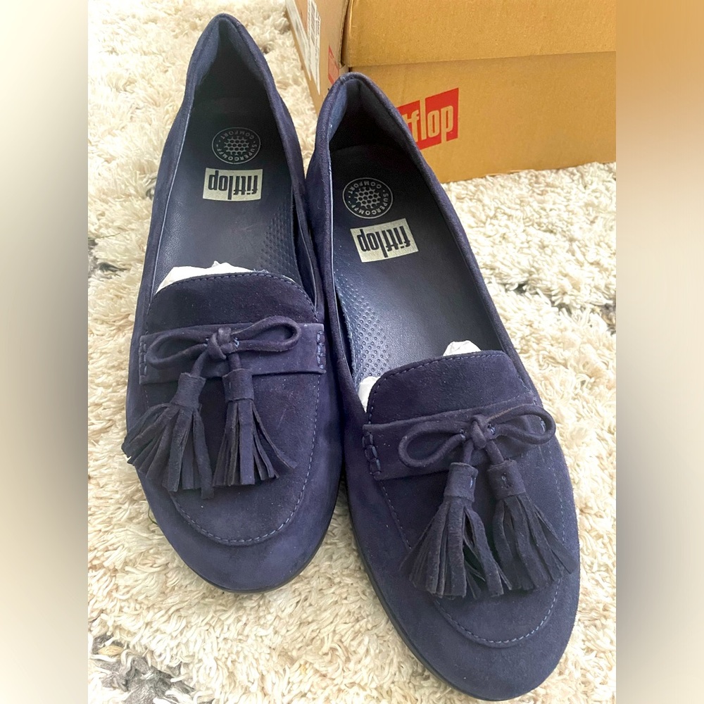 Navy Blue Tassel Loafers Fit Flop Size 8